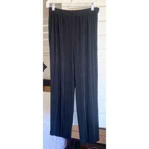 R&M Richards Dress Pants Womens 10P Black Excellent Slinky Travel Wide Leg 15351
